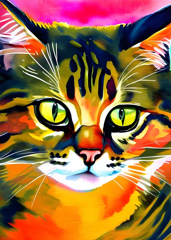 Watercolor Tabby Portrait