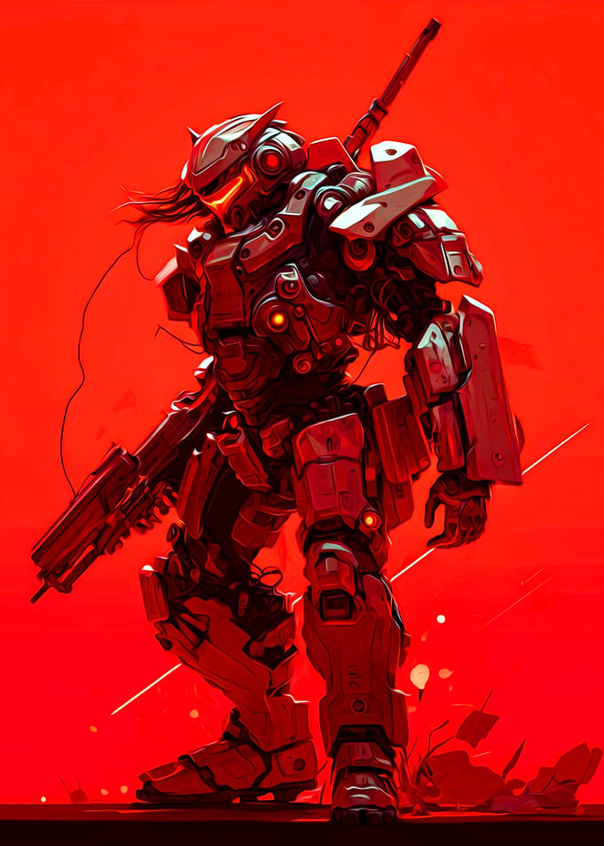 Red Cyborg Warrior