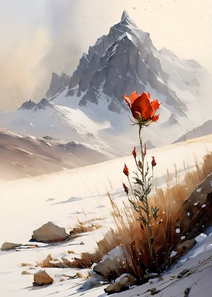 Red flower in the mountain
