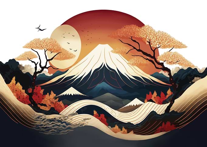 Sunset Fuji Japan