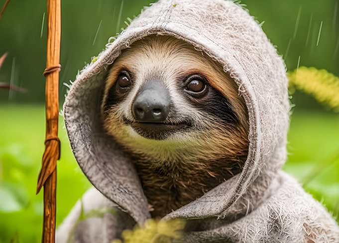 Funny sloth with a hoodie