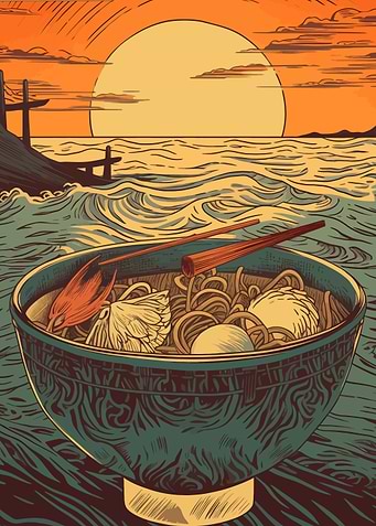 Ramen in the sunset sea