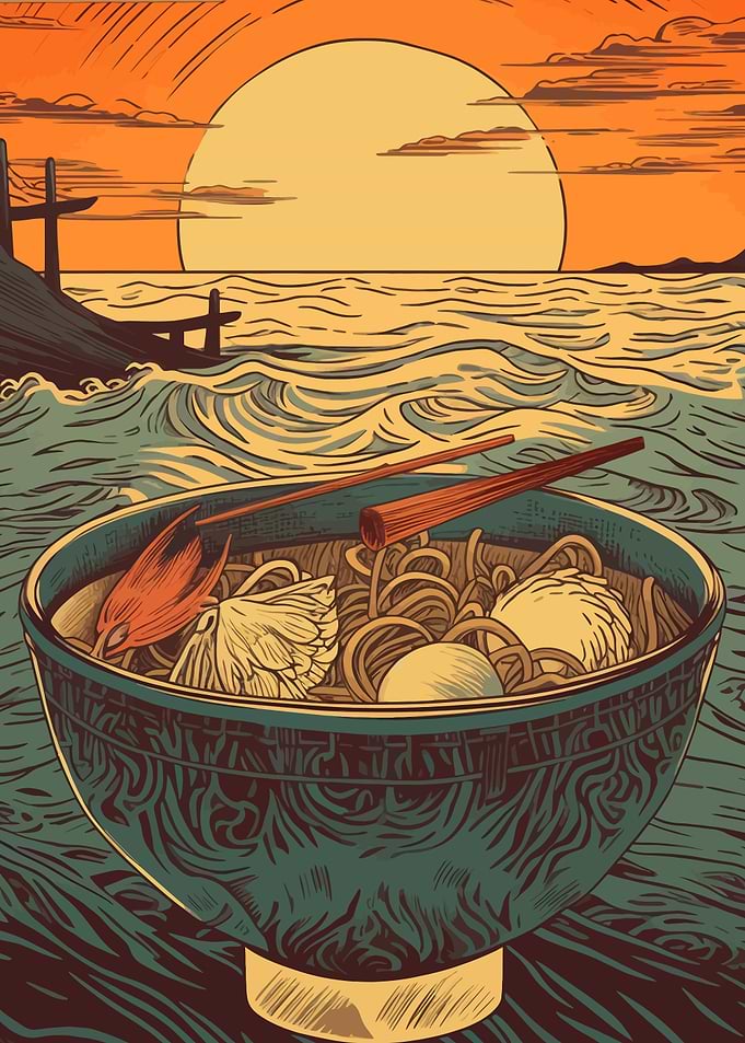 Ramen in the sunset sea
