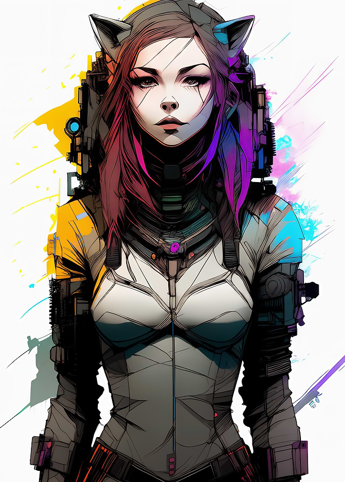 Cat girl Cyber Artwork