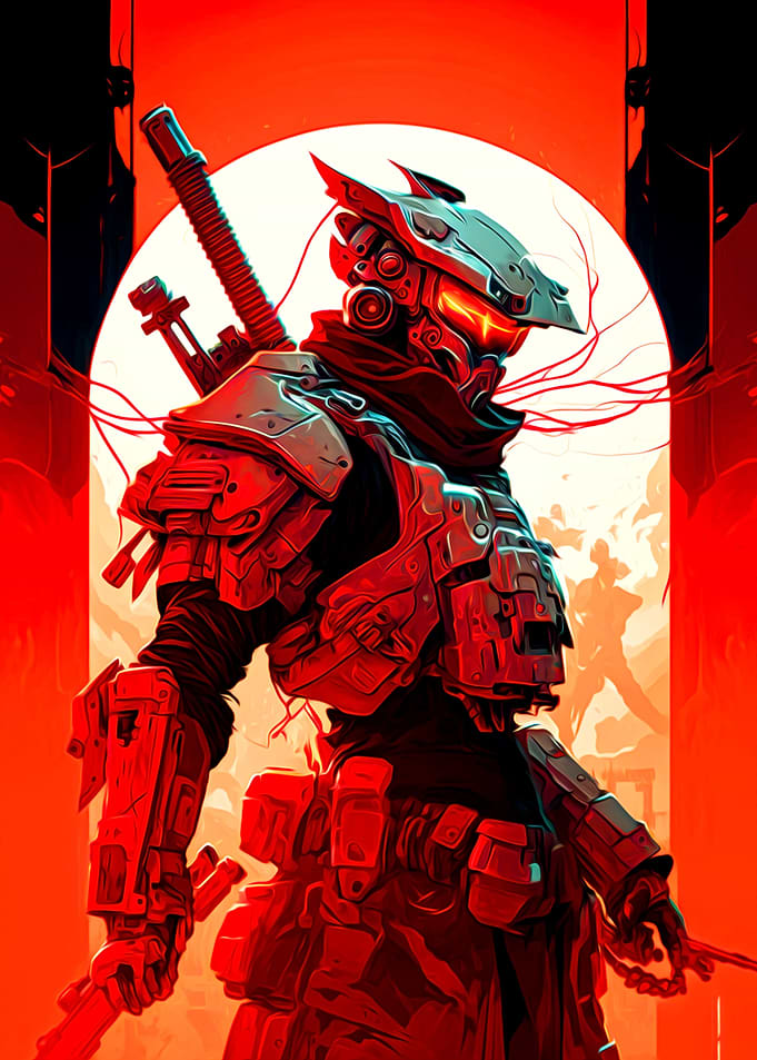 Red Cyborg Warrior