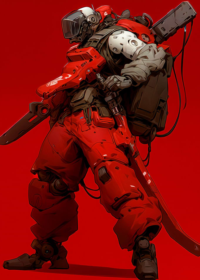 Red Cyborg Warrior