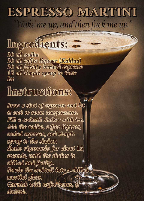 Espresso Martini — kitchen metal wall art