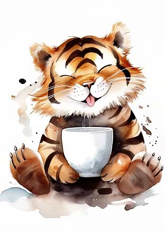 Coffee with Cute Tiger
