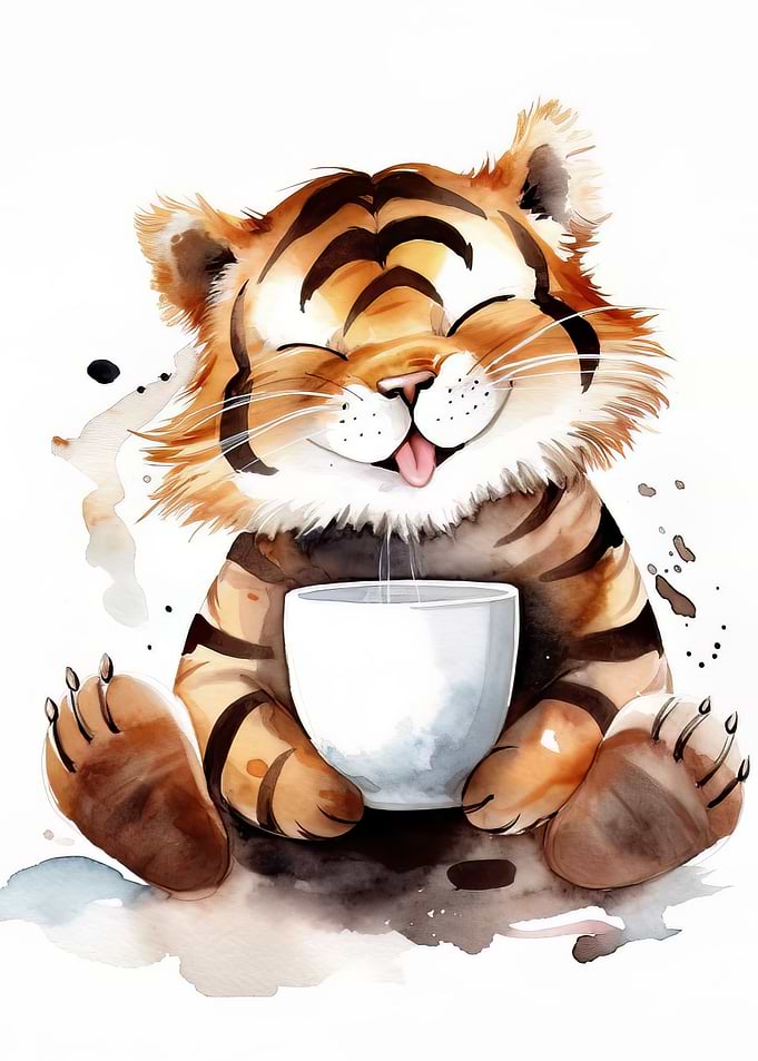 Coffee with Cute Tiger