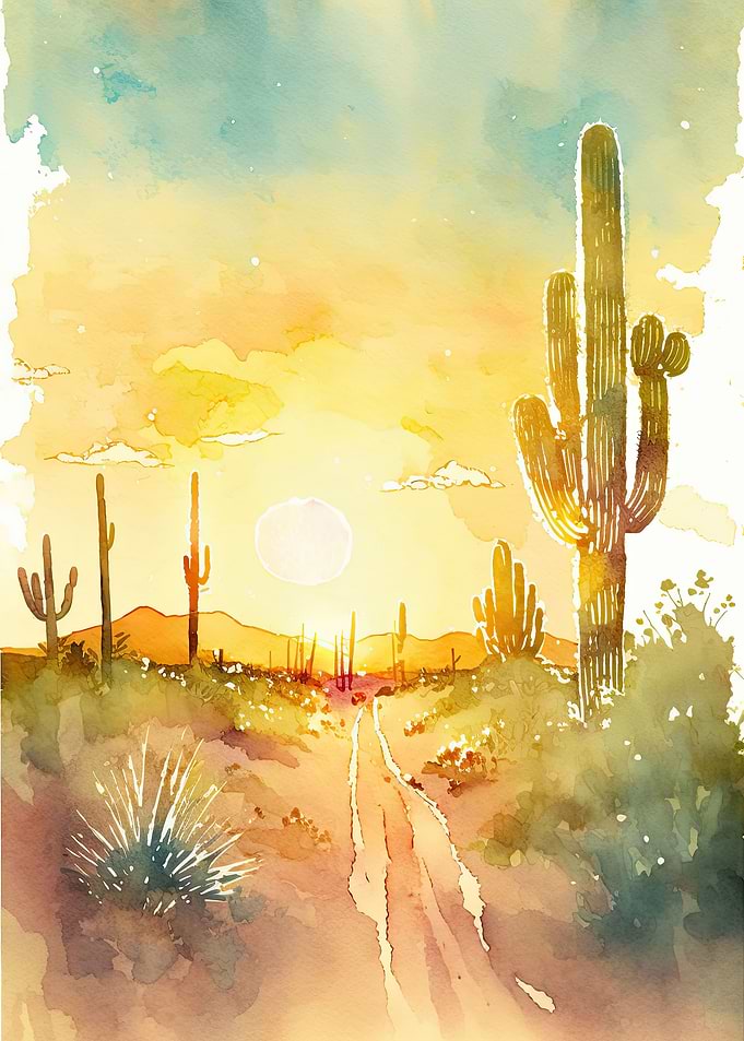 Desert Watercolor Sunset