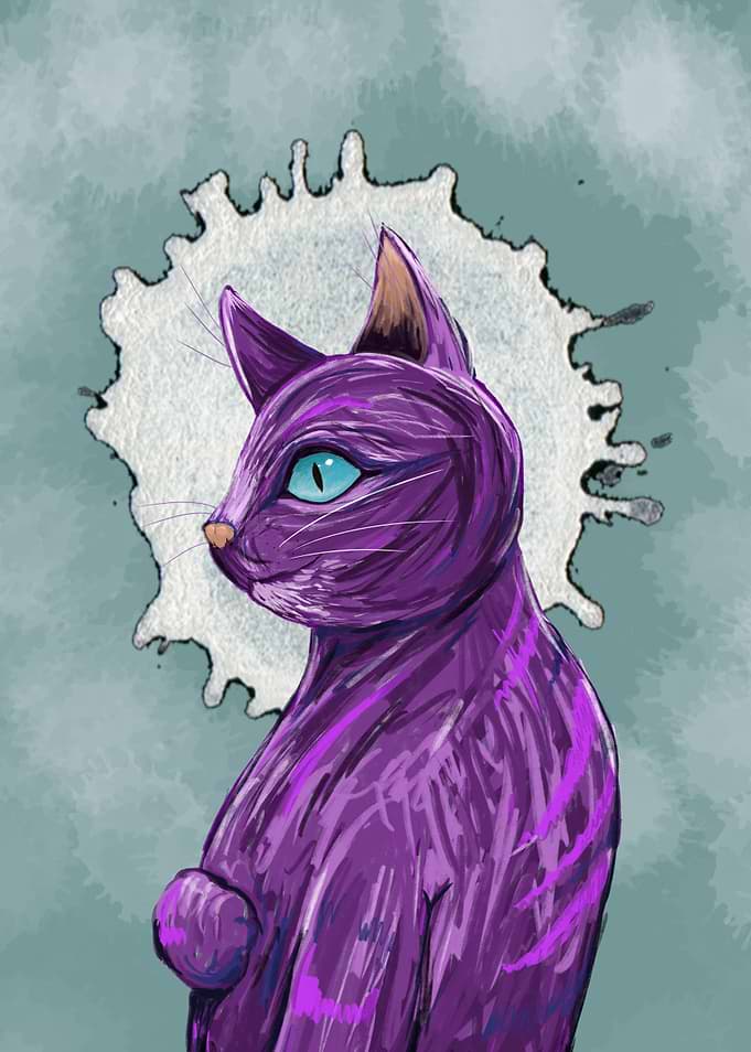 Portrait of a purple cat