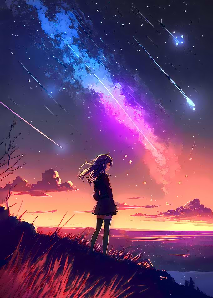 Sunset Anime Girl Sky