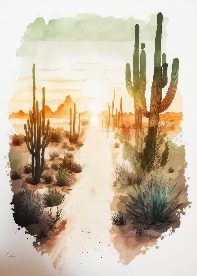 Desert Watercolor Sunset