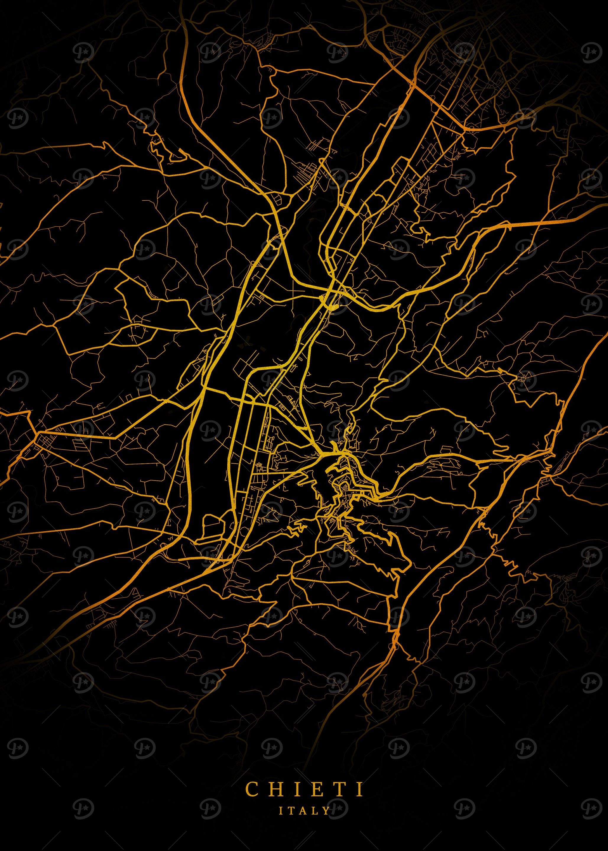 Chieti City Map Gold