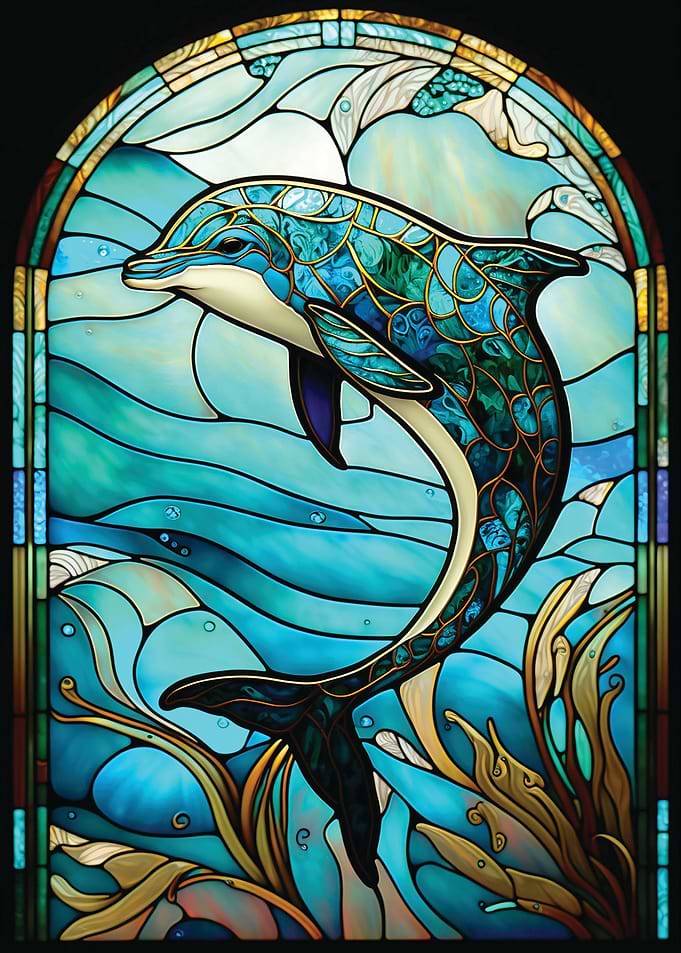 Dolphin Stained Glass