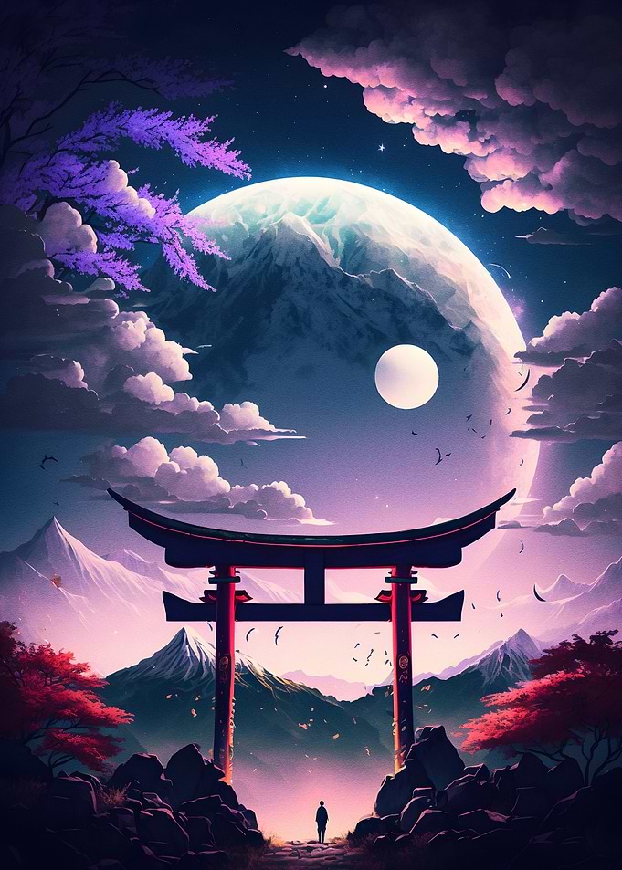 Beautiful moonlight japan