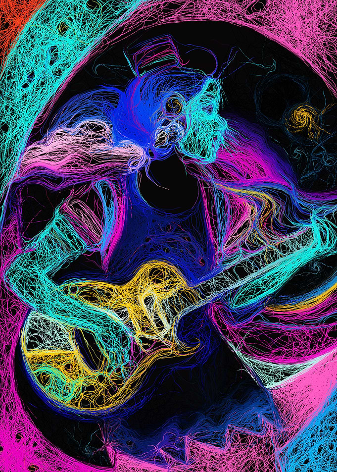 Cosmic Vibrant Guitarist