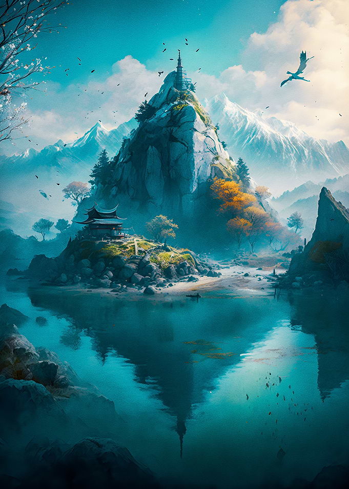 lake and mountains