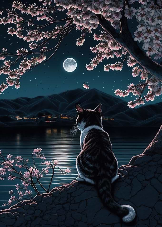 Cat Cherry Blossoms