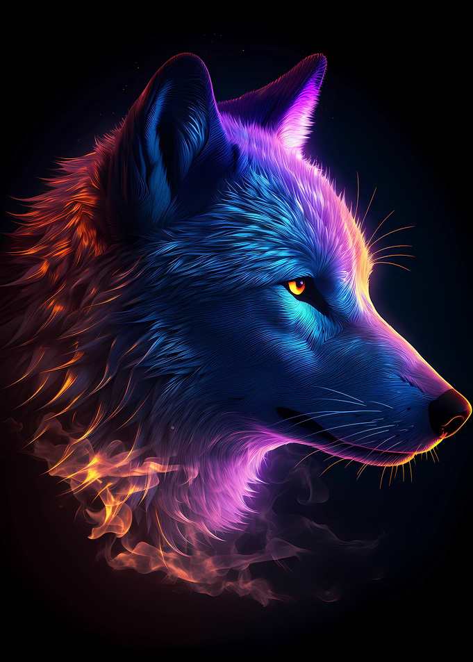 Colorful Wolf Portrait 16