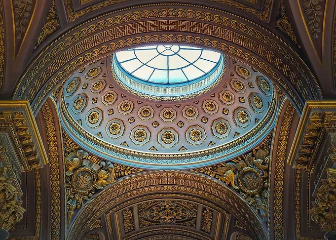 glass dome and gold decor