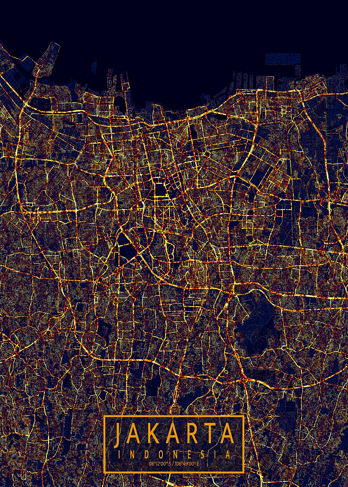 Jakarta Map City At Night