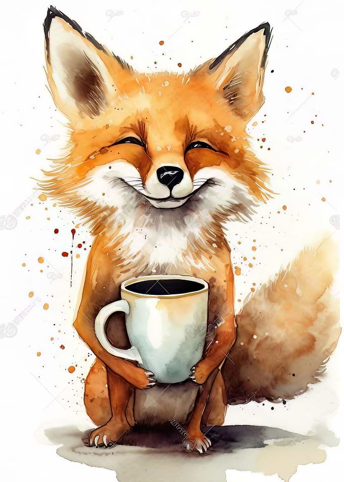 Coffee with Cute Fox