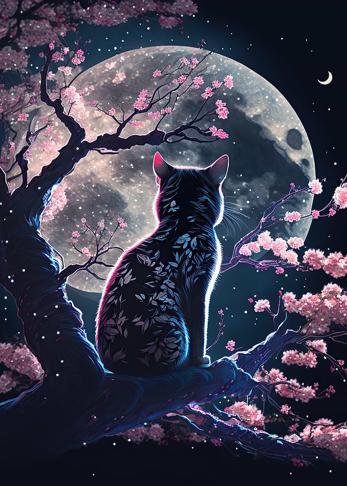 Cat Cherry Blossoms