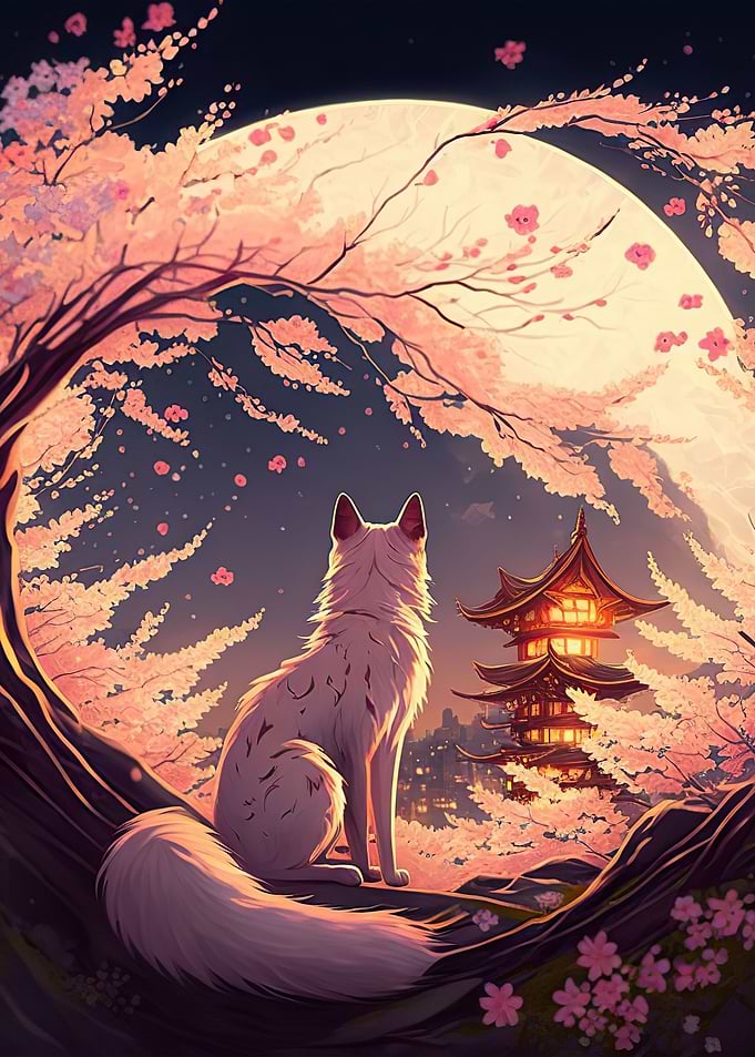 Cat Cherry Blossoms