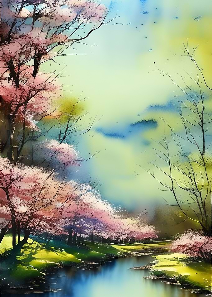 Calm Spring River Forest