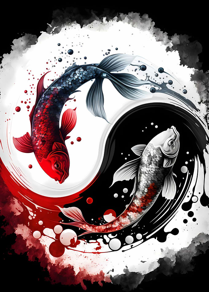 Colorful Yin Yang Koi