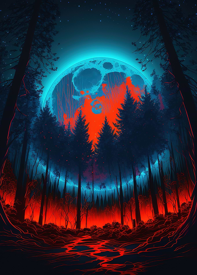 Red moon forest dark