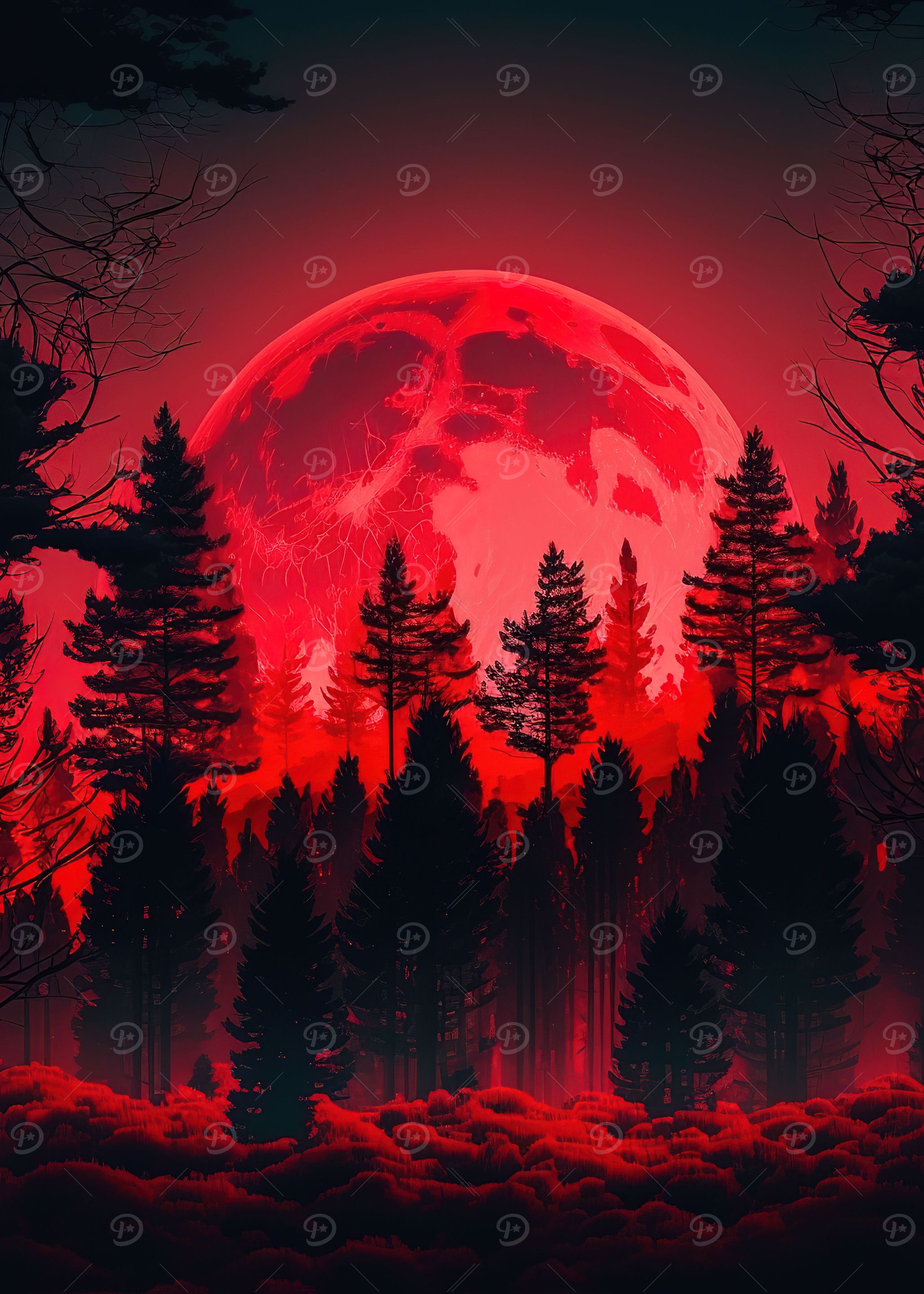 Red moon forest dark