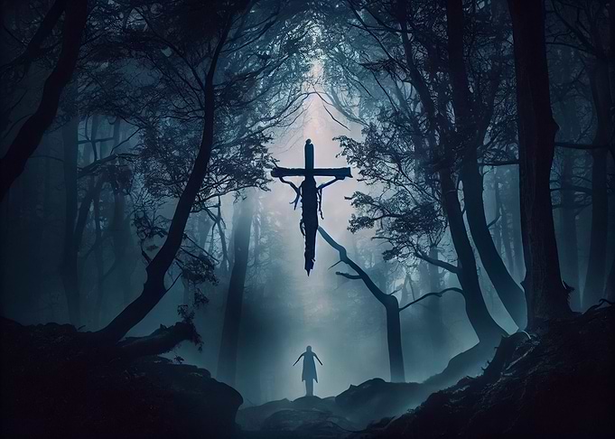 Crucifix in the woods