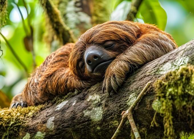 Adorable sleeping sloth