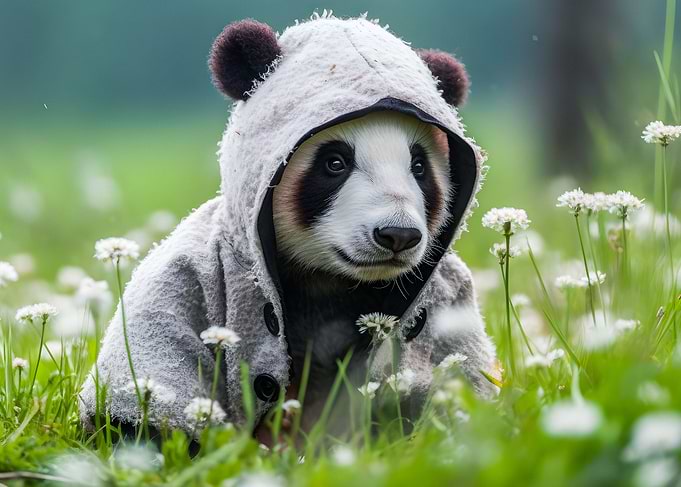 Panda bear with a hoodie