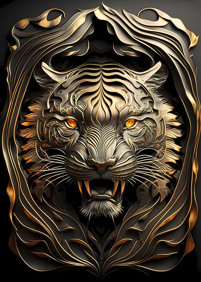 Metal Tiger Golden Deco