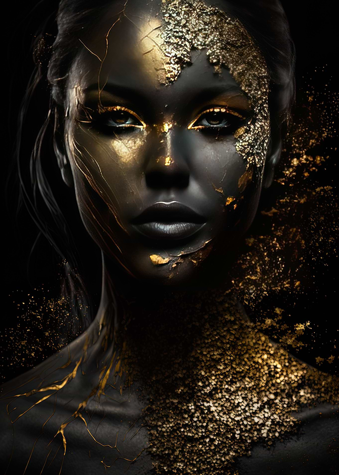 Afro girl Black and Gold