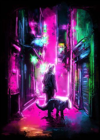 Gothic Alley in Neon
