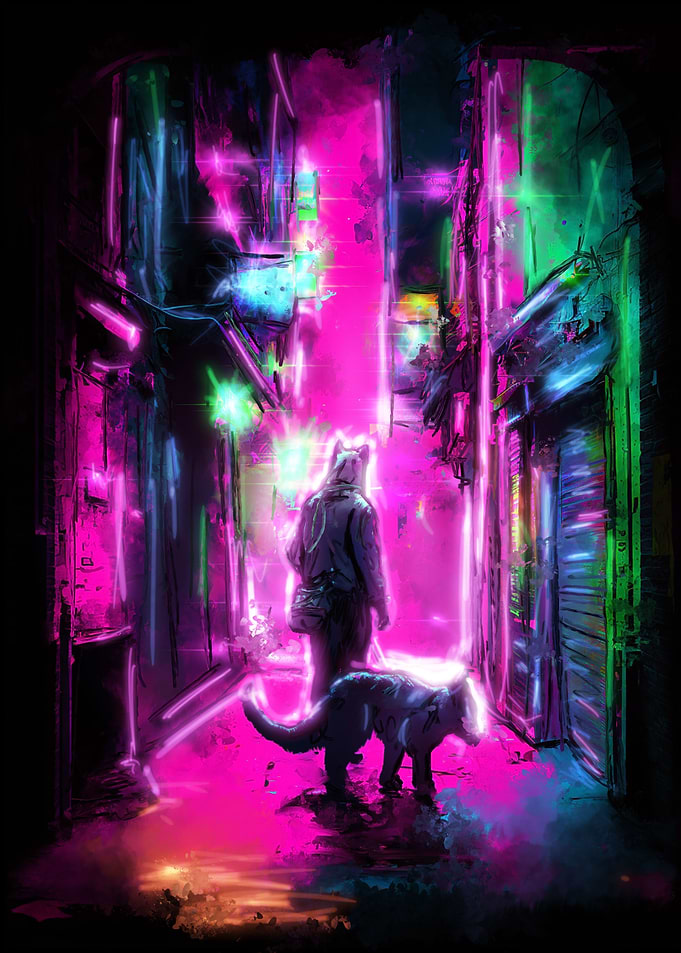 Gothic Alley in Neon
