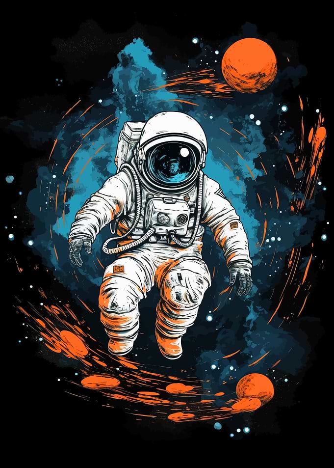 Astronaut Colorful Galaxy