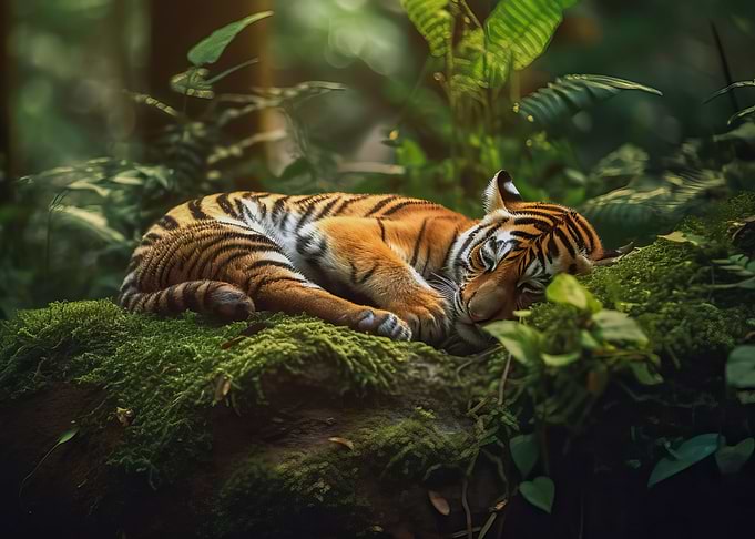 Sleeping tiger cub