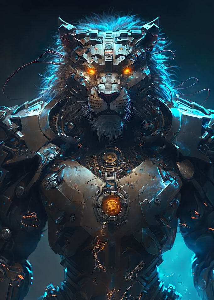Mecha Lion Cyberpunk