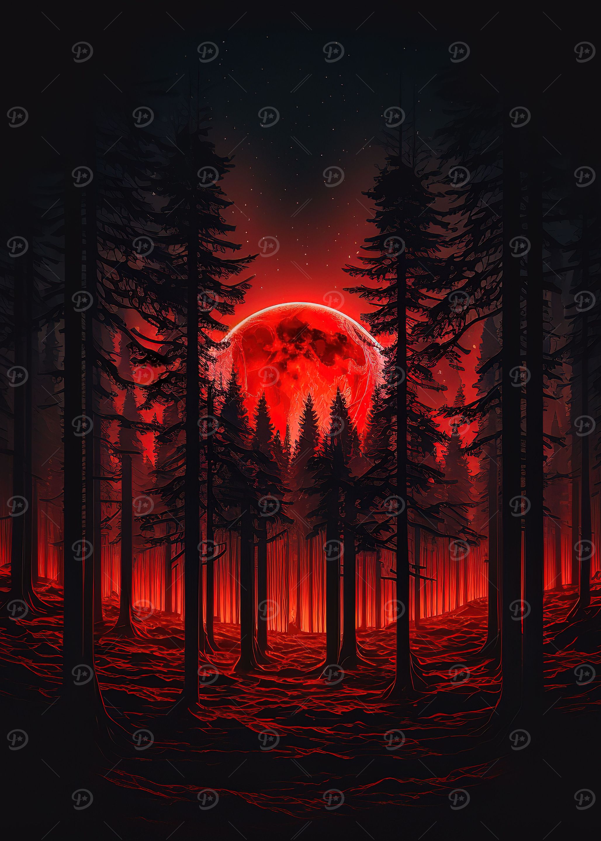 Red moon forest dark
