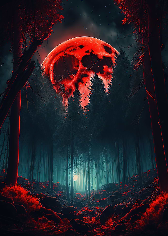 Red moon forest dark