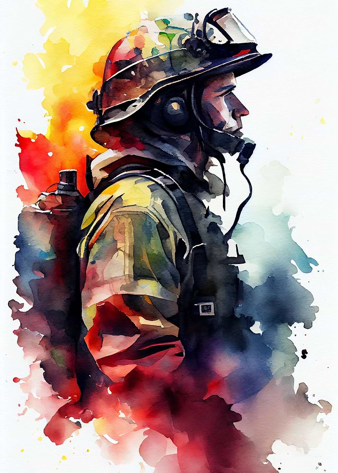 Firefighter Watercolor