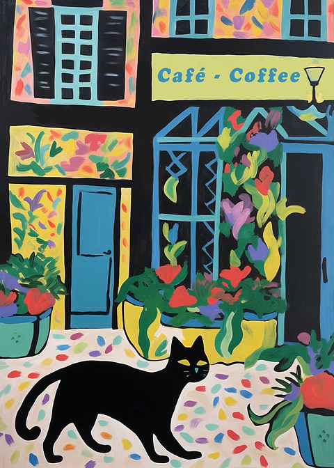 Black Cat In Paris — kitchen metal wall art