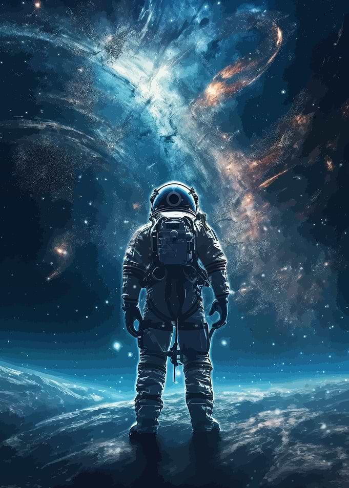 Astronaut Colorful Galaxy