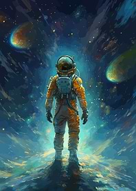 Astronaut Colorful Galaxy