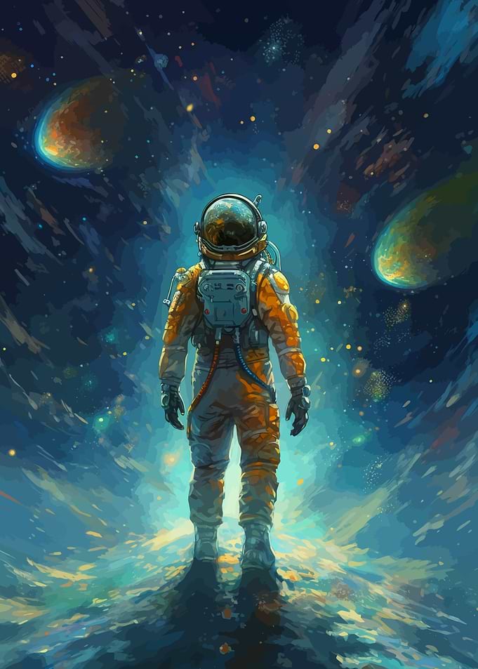 Astronaut Colorful Galaxy